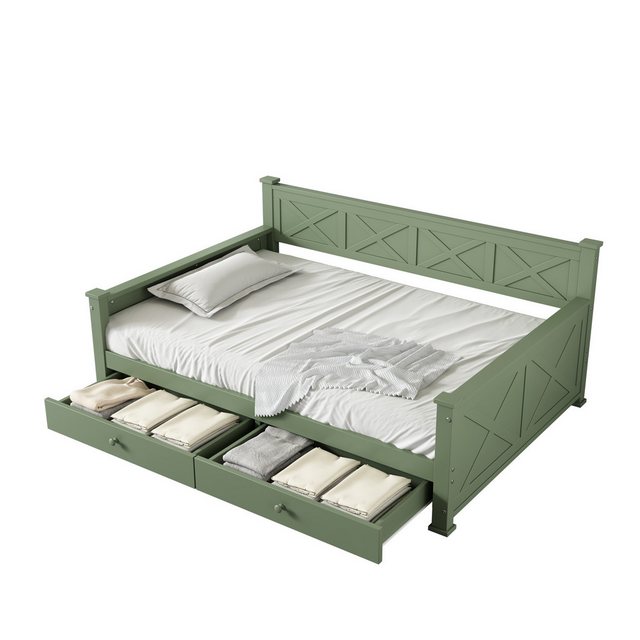 MODFU Holzbett Einzelbett,Flachbett,mit 2 Schubladen (Minimalistisches Flac günstig online kaufen