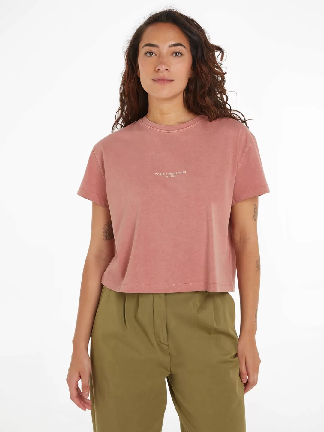 Tommy Hilfiger T-Shirt REG MUTED GMD CORP LOGO C-NK SS in Washed-Optik günstig online kaufen