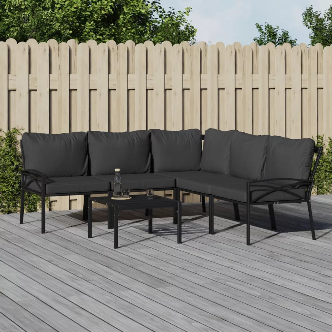 Vidaxl 6-tlg. Garten-lounge-set Mit Grauen Kissen Stahl günstig online kaufen