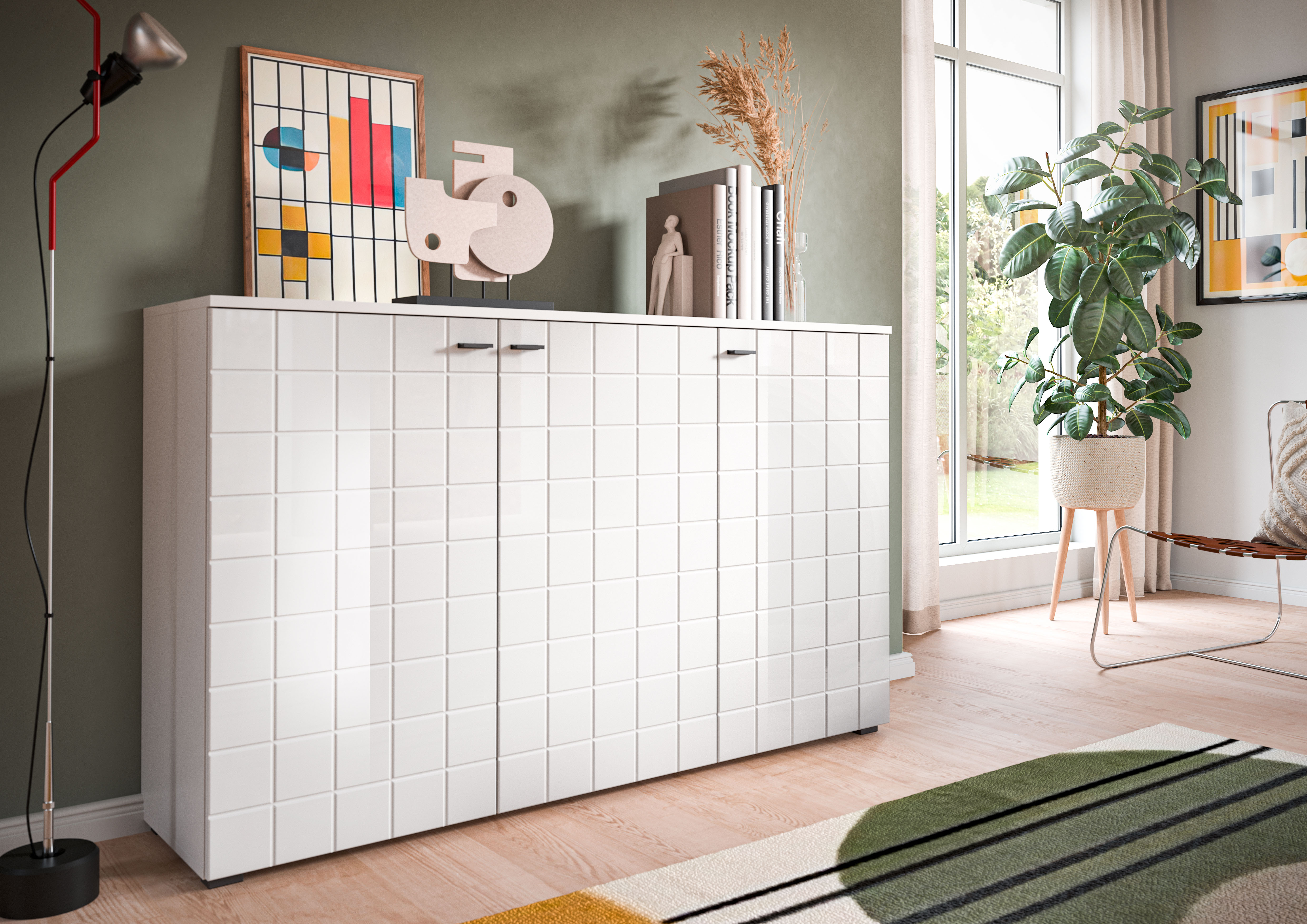 INOSIGN Sideboard "Gora, Breite 138 cm, gefräste Front in Waffeloptik hochg günstig online kaufen