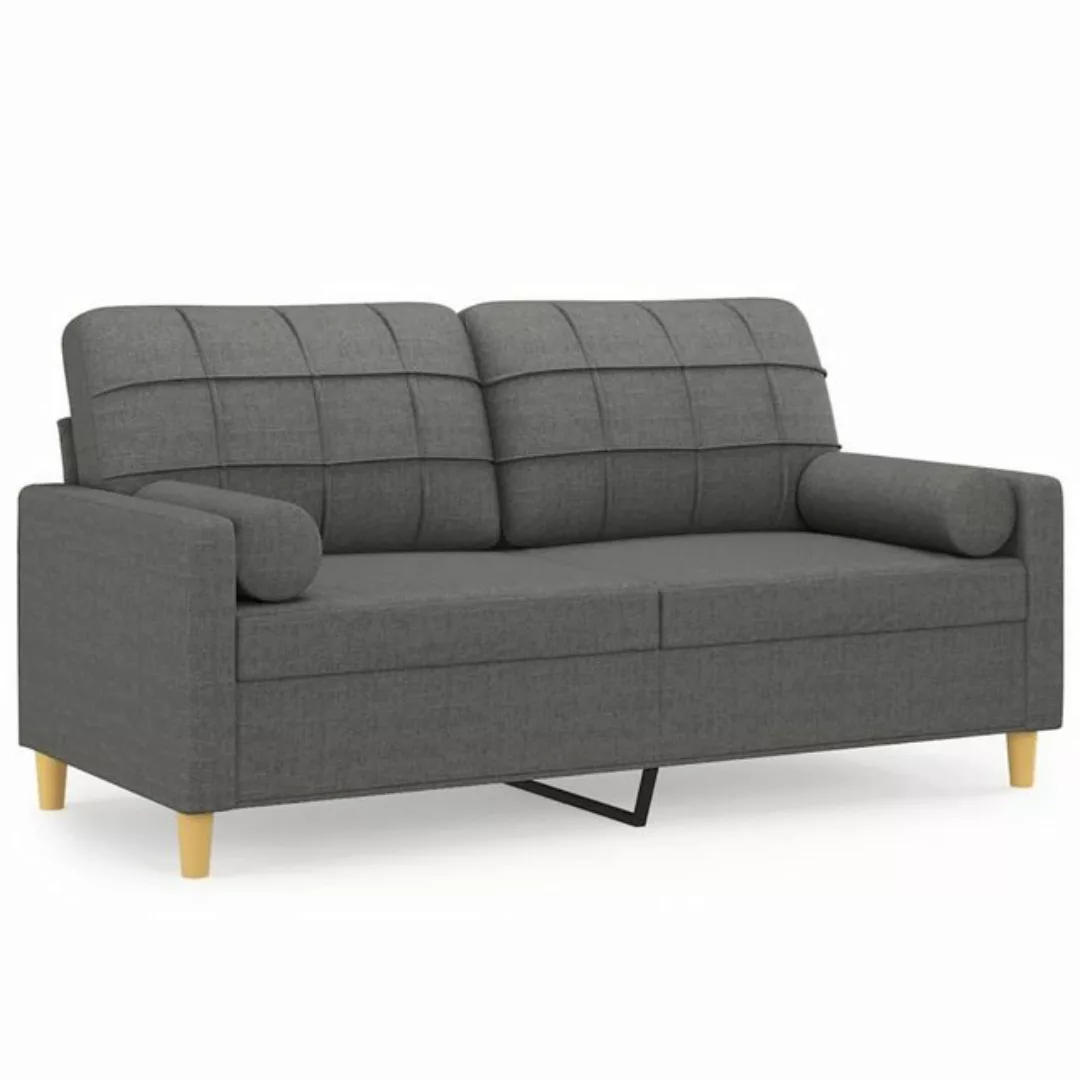 vidaXL Sofa 2-Sitzer-Sofa mit Zierkissen Dunkelgrau 140 cm Stoff günstig online kaufen