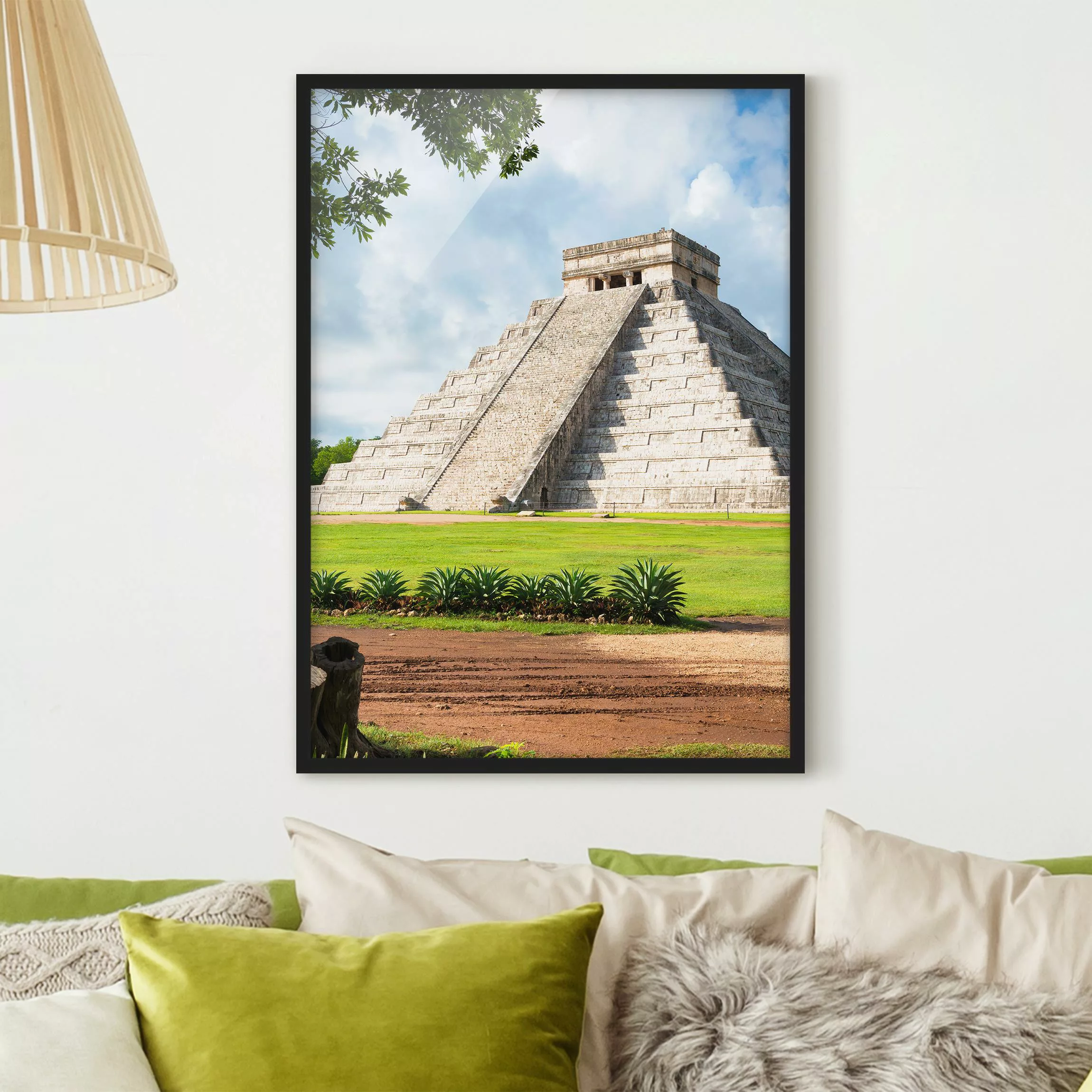 Bild mit Rahmen Architektur & Skyline - Hochformat El Castillo Pyramide günstig online kaufen