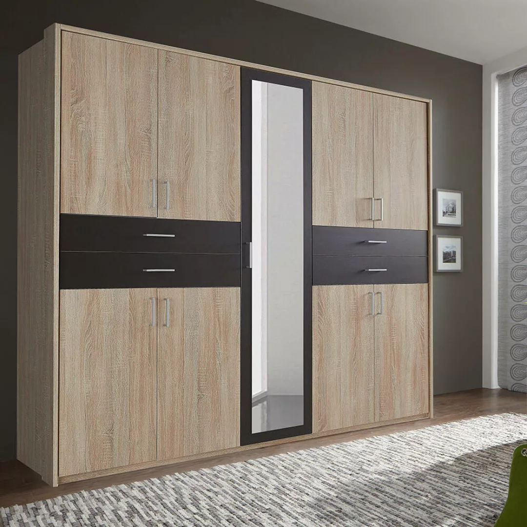 Kleiderschrank mit Passepartoutrauhmen, 228 cm breit modern in Eiche sägera günstig online kaufen