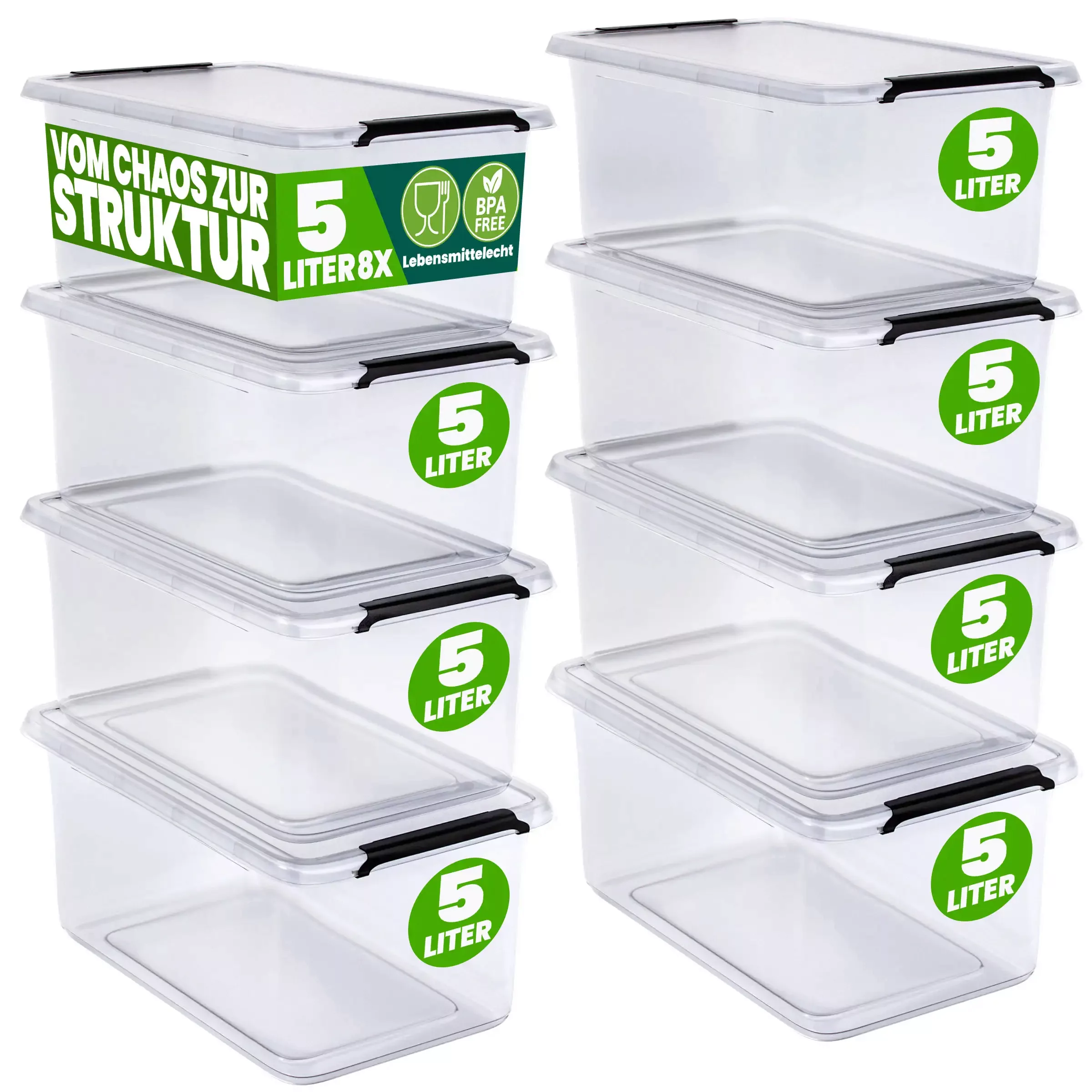 Aufbewahrungsbox Transparent 8er-Set 29,5x20x12cm 5L günstig online kaufen