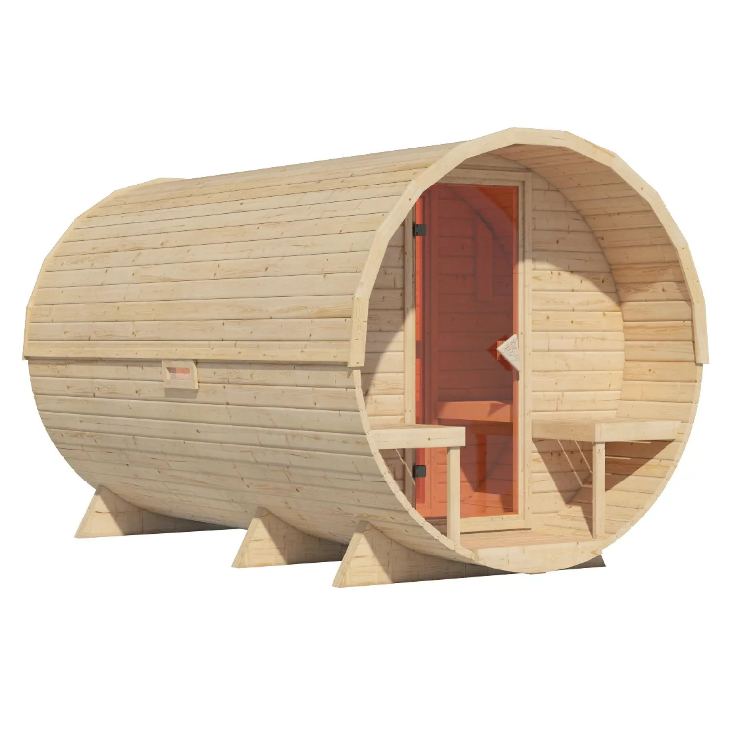 Karibu Fass-Sauna 3 Naturbelassen günstig online kaufen