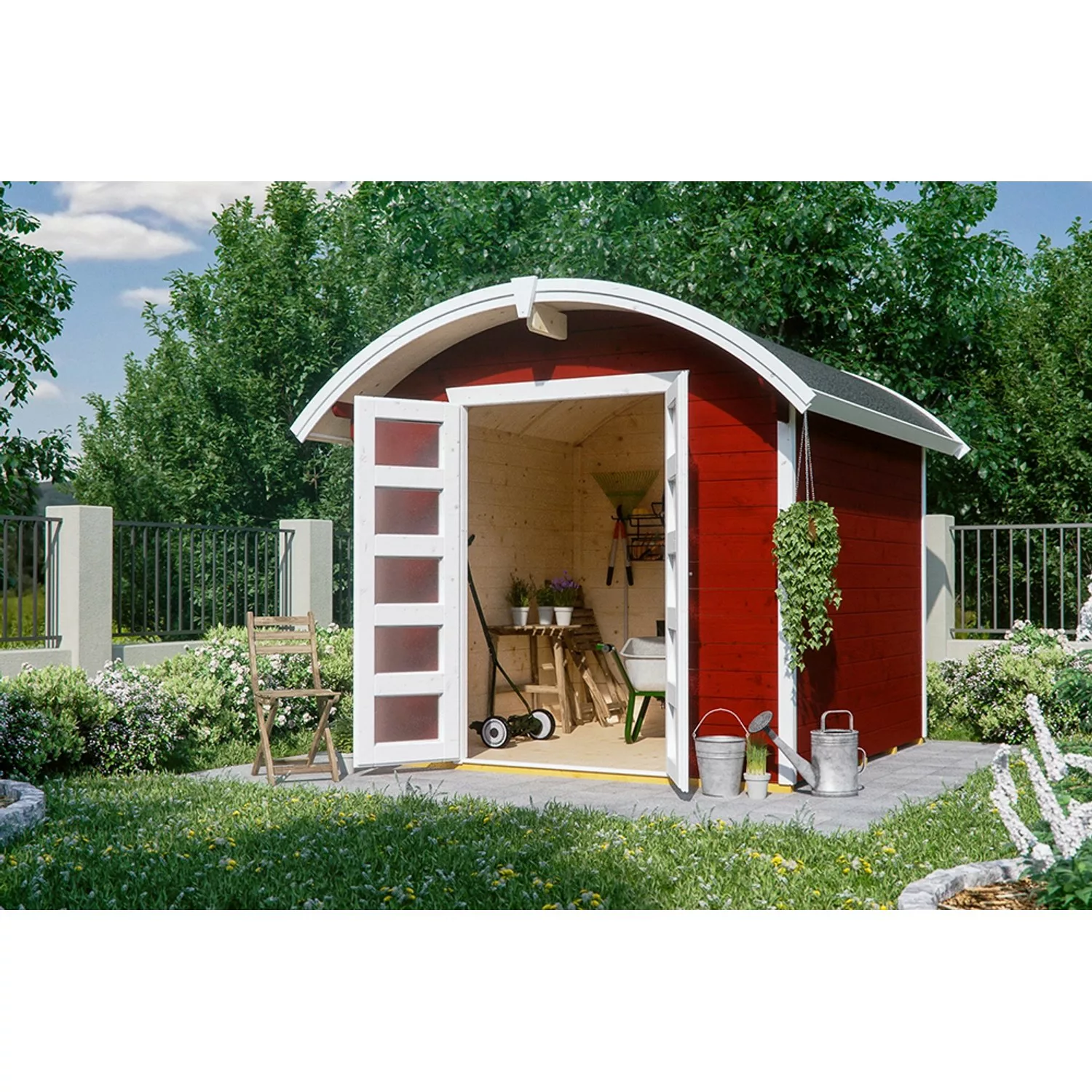 Skan Holz Holz-Gartenhaus/Gerätehaus Delft Schwedenrot 250 cm x 250 cm günstig online kaufen