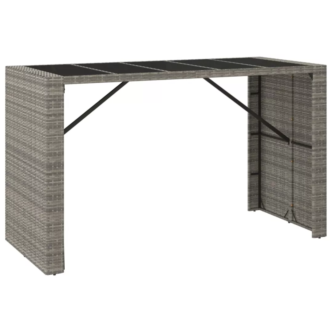 Vidaxl Bartisch Mit Glasplatte Grau 185x80x110 Cm Poly Rattan günstig online kaufen