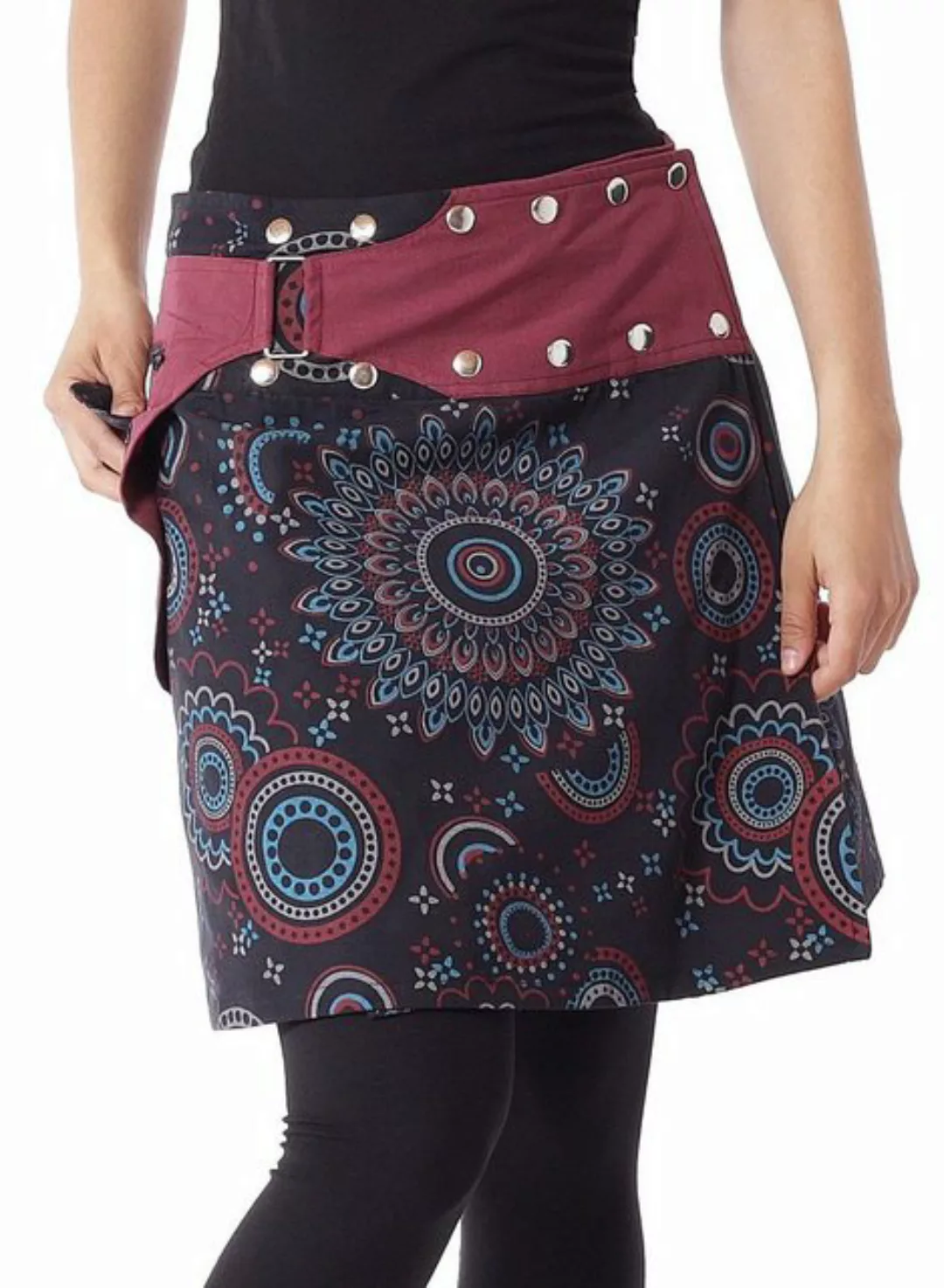 PUREWONDER Wickelrock Damen Rock mit Muster und Tasche sk112 Baumwolle Einh günstig online kaufen