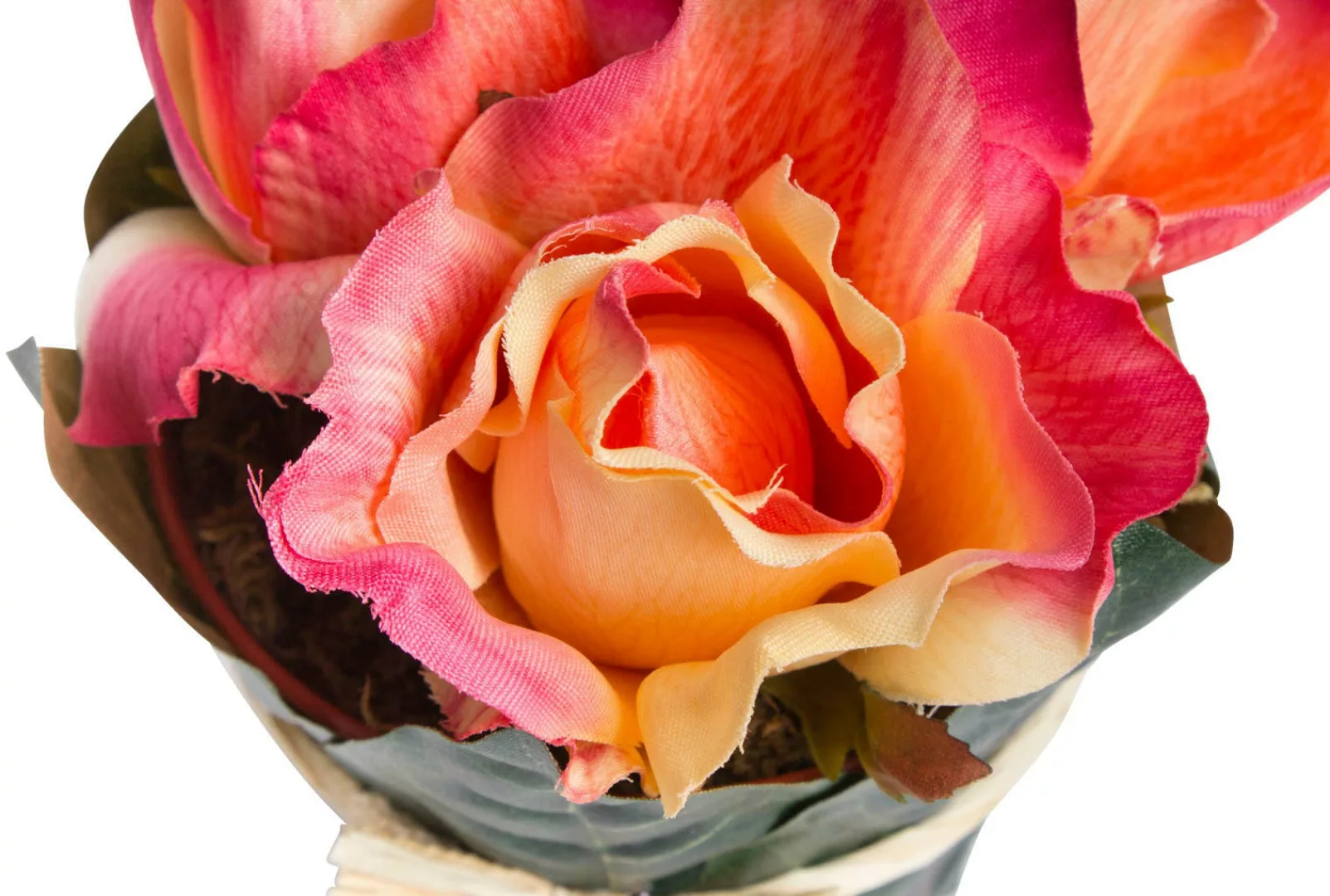 Botanic-Haus Kunstblume "Rosenarrangement groß mit Blättern umwickelt" günstig online kaufen