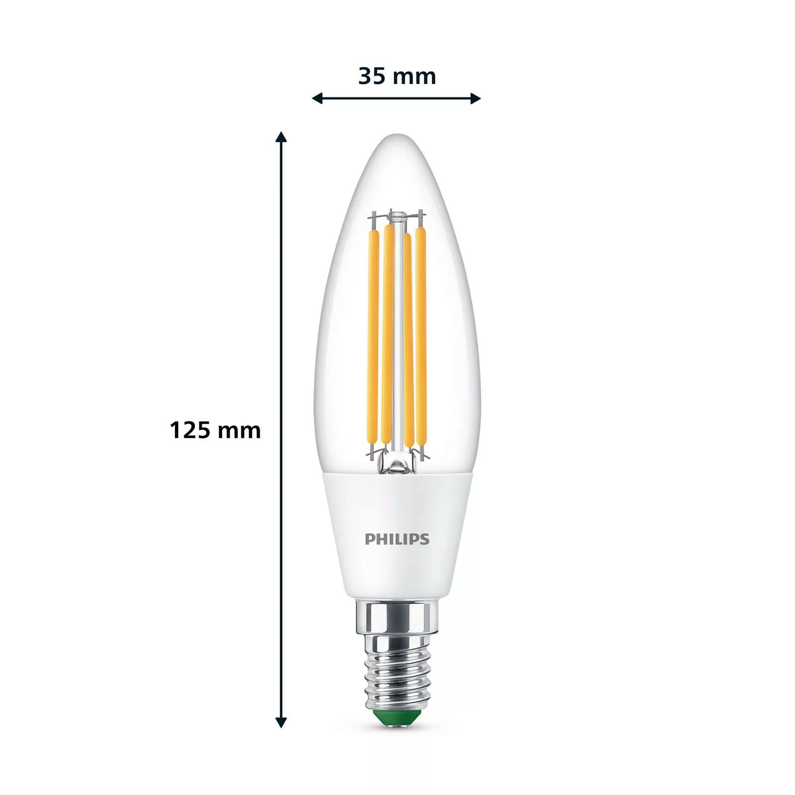 Philips LED-Leuchtmittel E14 Kerzenform 5,2 W 485 lm 12,5 x 3,5 cm (H x Ø) günstig online kaufen