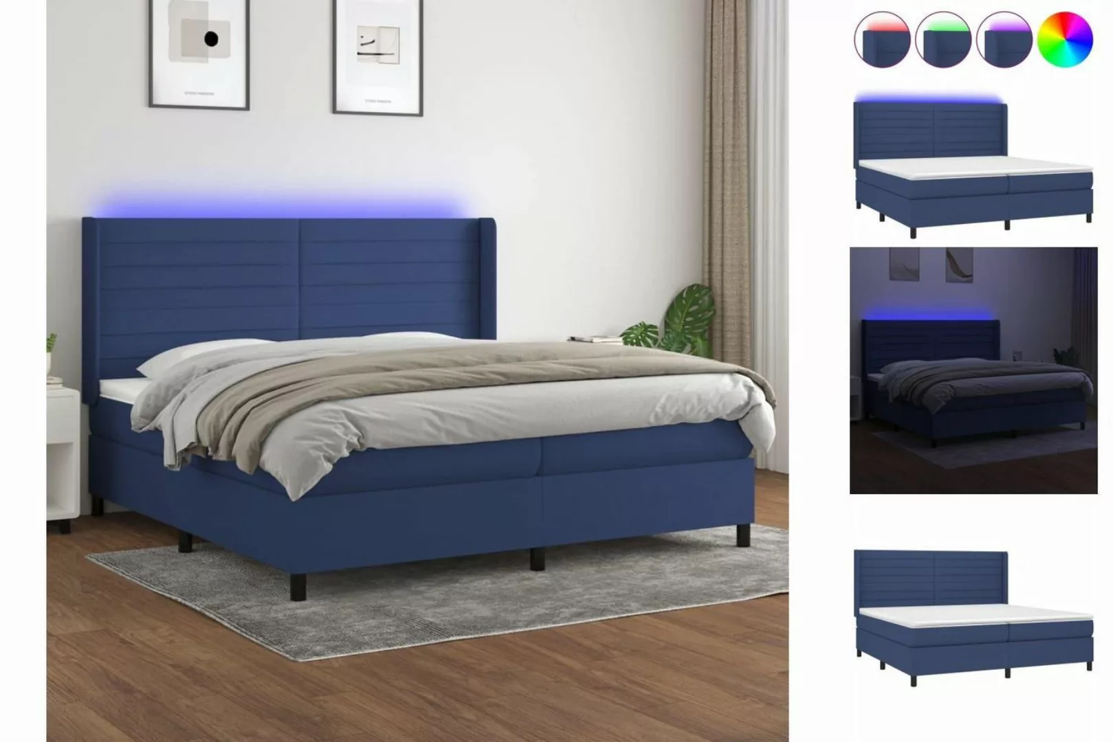 vidaXL Boxspringbett Boxspringbett mit Matratze und LED Stoff (200 x 200 cm günstig online kaufen