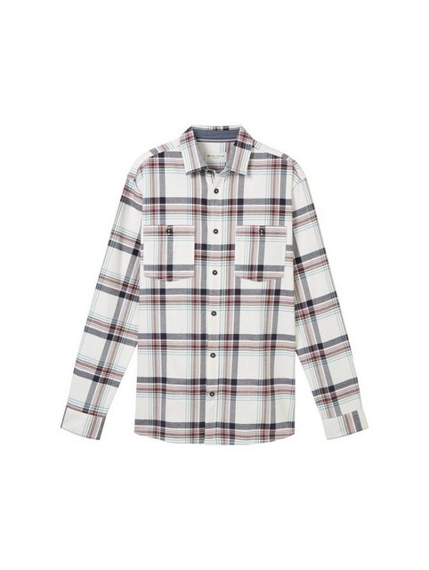 TOM TAILOR Langarmshirt comfort checked shirt, white herringbone check günstig online kaufen