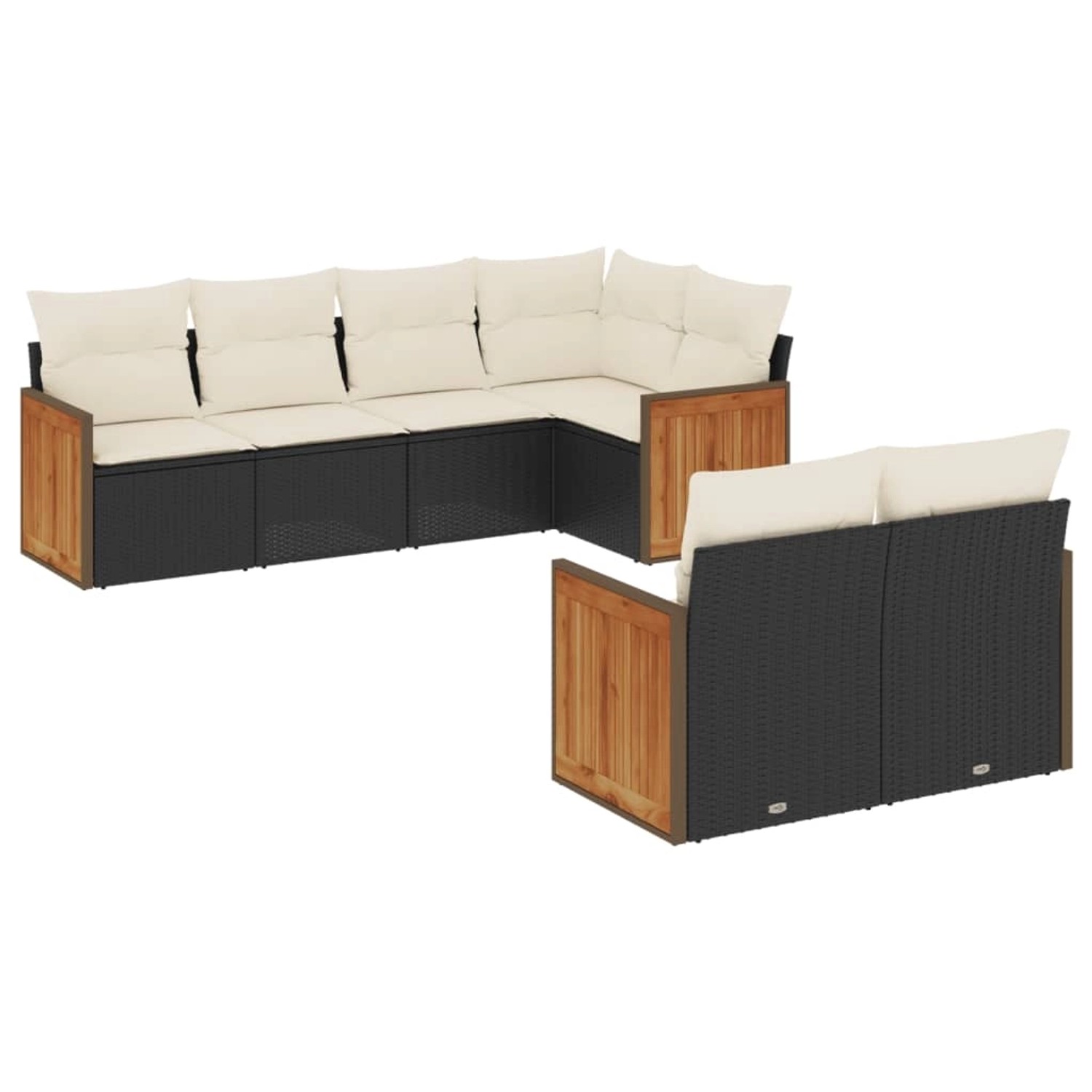 vidaXL 7-Tlg Garten-Sofagarnitur mit Kissen Schwarz Poly Rattan 3260222 günstig online kaufen