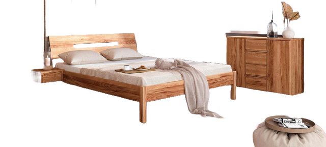 Natur24 Einzelbett Bett Bento 7 Sonderlänge 160x190 Kernbuche Holzkopfteil günstig online kaufen