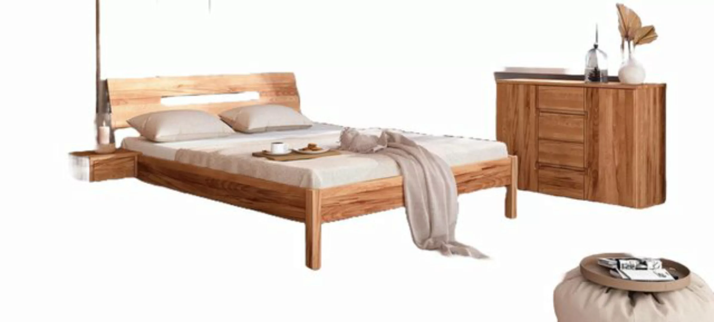 Natur24 Bett Bett Bento 7 Sonderlänge 180x190 Kernbuche Holzkopfteil und Ho günstig online kaufen