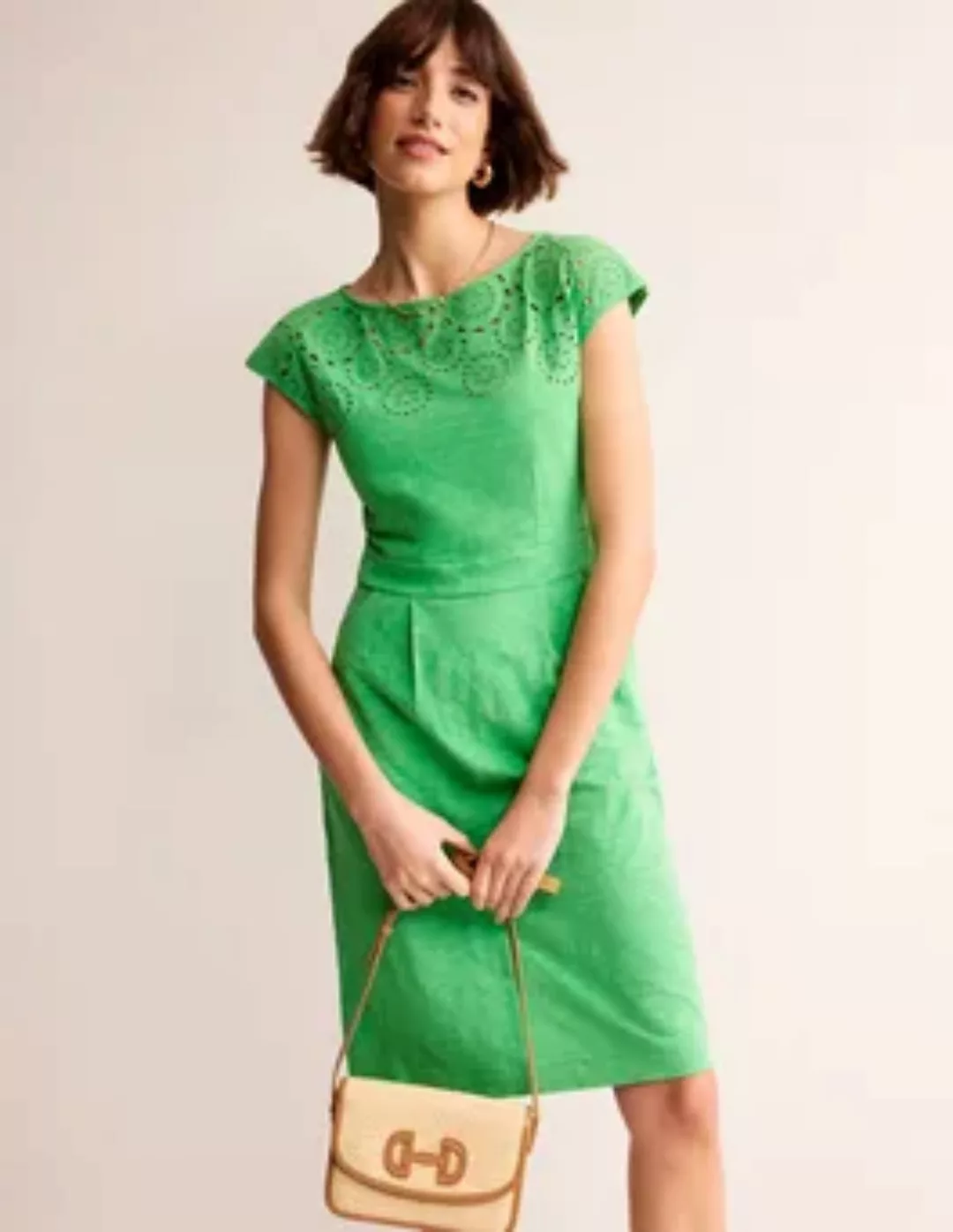 Florrie Jersey-Kleid mit Stickerei Damen Boden, Kelly Grün günstig online kaufen