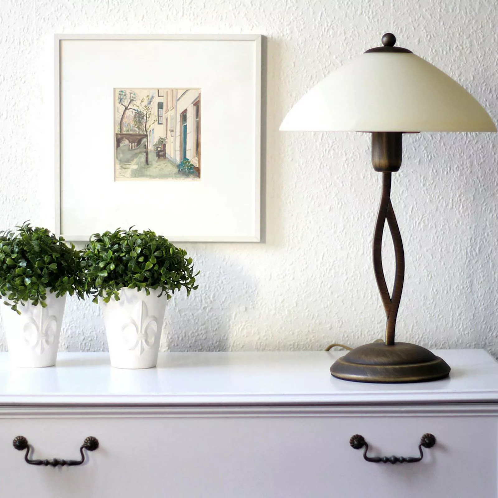 Tischleuchte Capri Höhe 45 cm creme/bronze günstig online kaufen