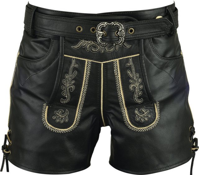 Fuente Leather Wears Trachtenlederhose kurz Damen Schwarz Glattleder günstig online kaufen