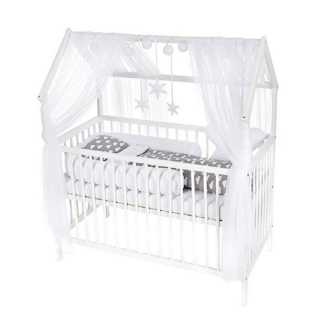 Babyhafen Babybett Hausbett Kinderbett 120x60 Matratze Minky Bettset Sterne günstig online kaufen