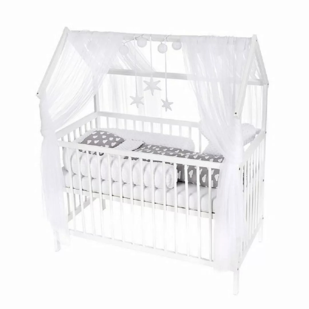 Babyhafen Babybett Hausbett Kinderbett 120x60 Matratze Minky Bettset Sterne günstig online kaufen