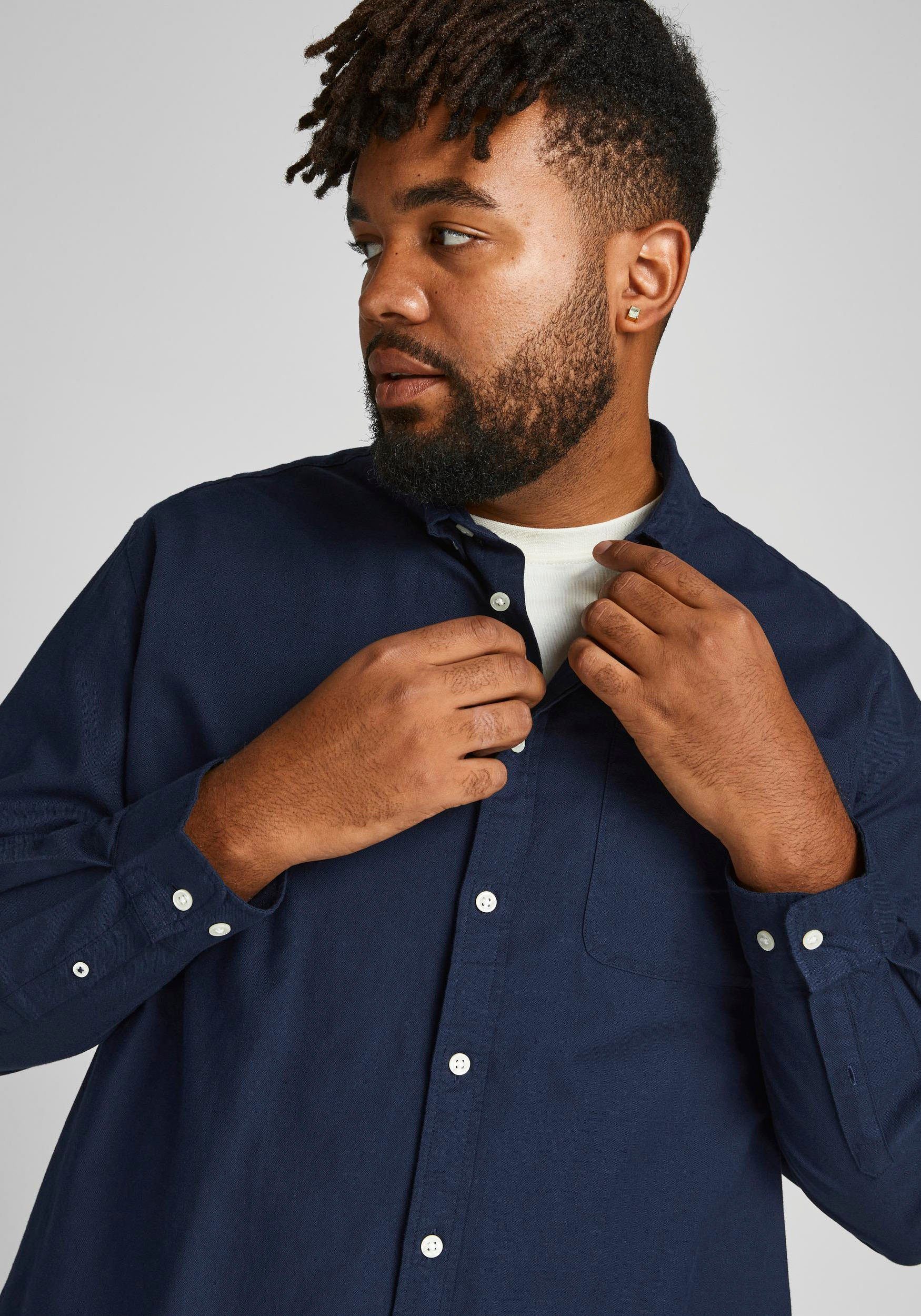 Jack & Jones Herren Freizeit Hemd JJEOXFORD Comfort Fit Plussize günstig online kaufen