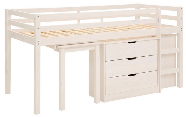 loft24 Hochbett Allie Kinderbett aus Kiefer mit Kommode, Schreibtisch im La günstig online kaufen