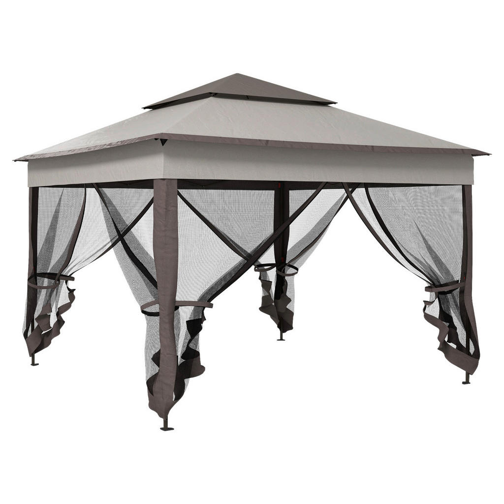 Outsunny Pavillon hellgrau Edelstahl B/H/L: ca. 325x325x270 cm günstig online kaufen