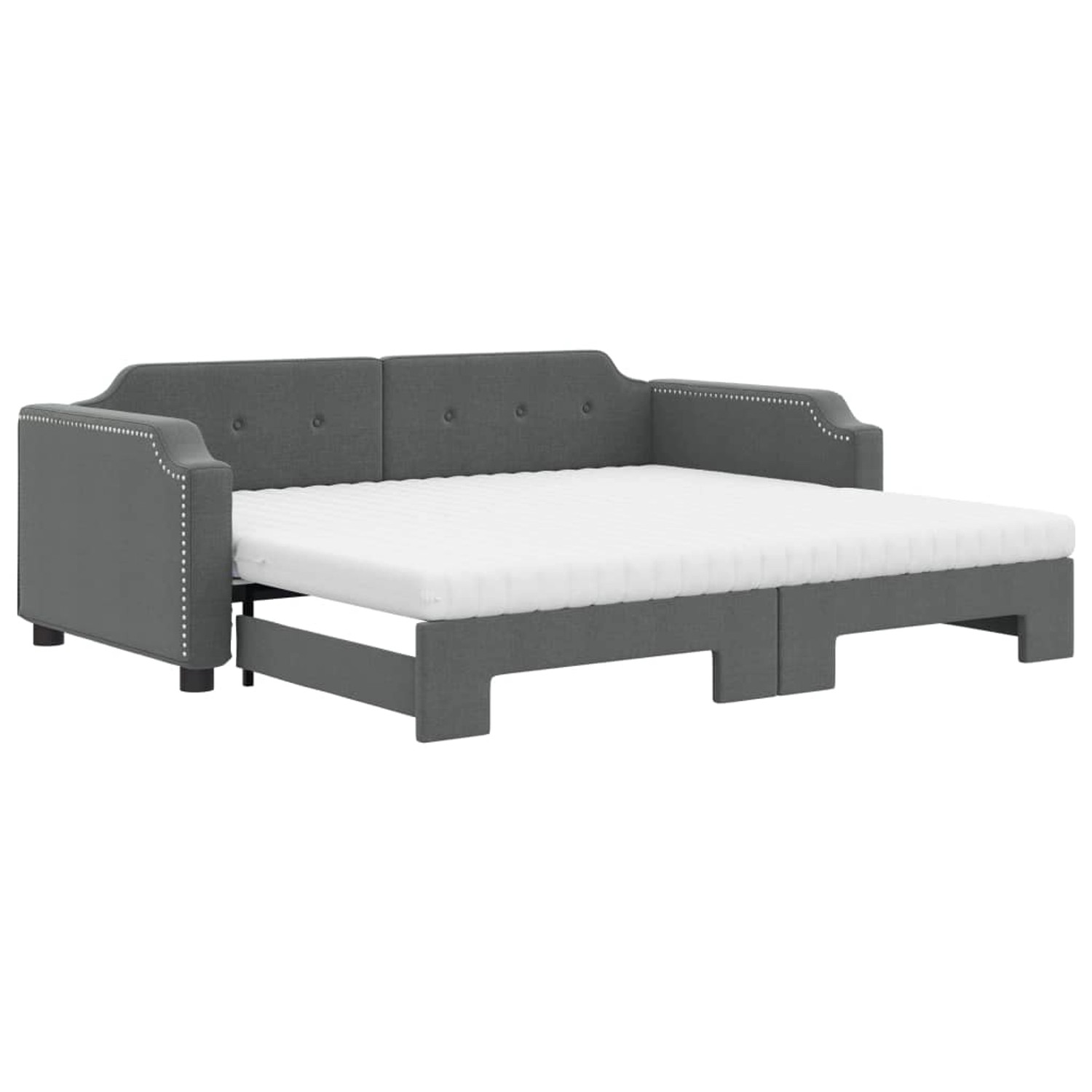 vidaXL Gästebett Tagesbett Ausziehbar mit Matratzen Dunkelgrau 90x200 cm St günstig online kaufen