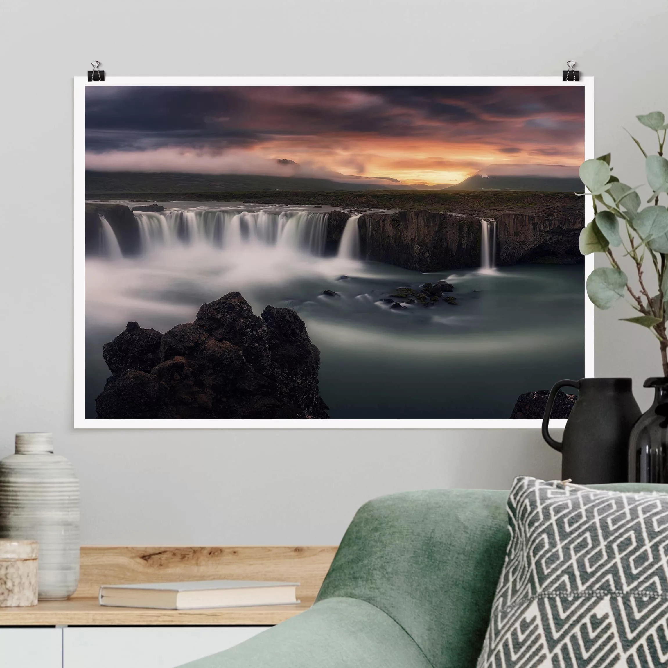 Poster Natur & Landschaft - Querformat Goðafoss Wasserfall in Island günstig online kaufen