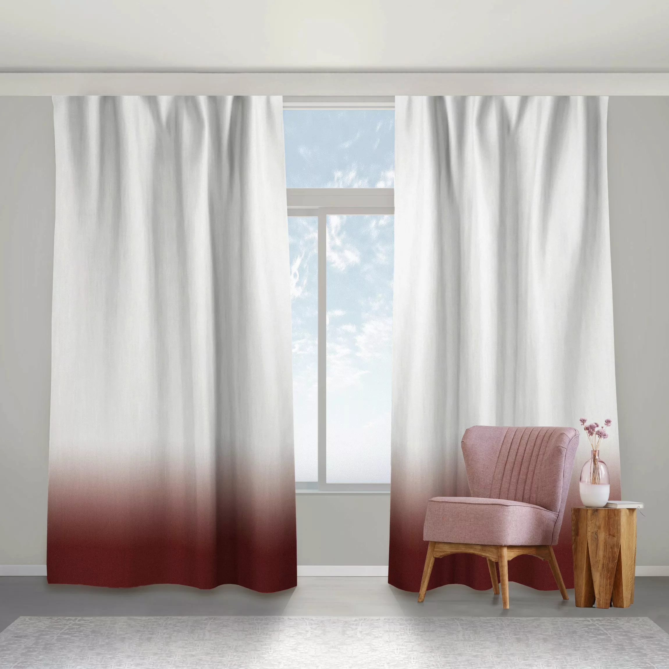 Vorhang Dip-Dye Dunkel Rot günstig online kaufen