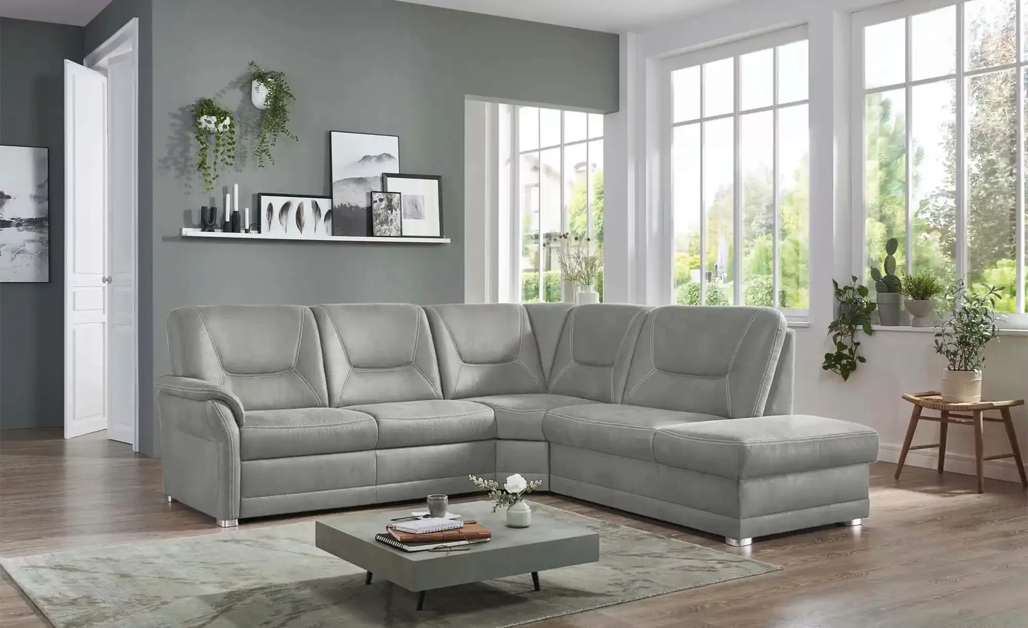 meinSofa Ecksofa aus Mikrofaser Edda ¦ grau ¦ Maße (cm): B: 253 H: 96 T: 23 günstig online kaufen