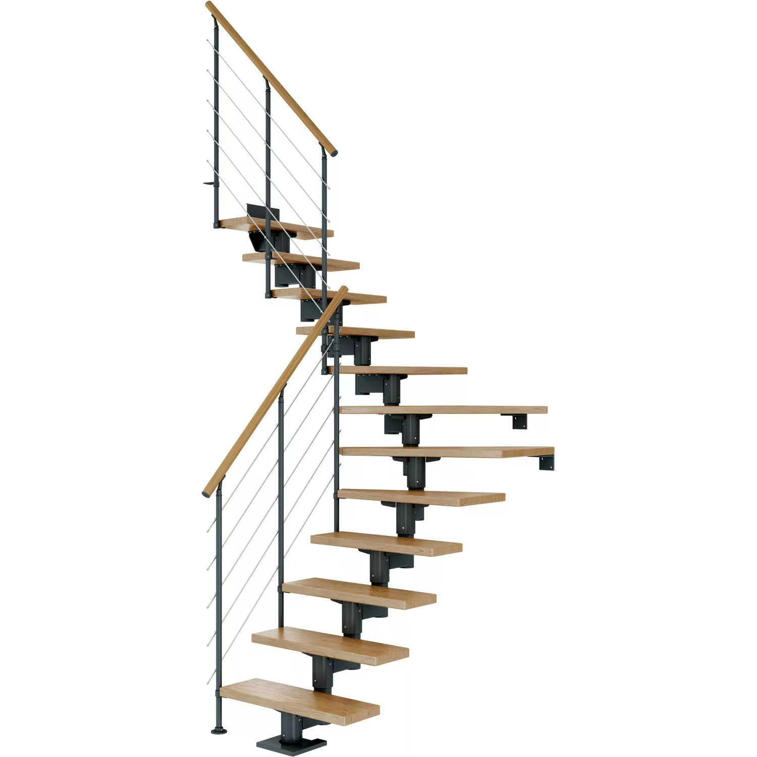 Dolle Mittelholmtreppe Cork Eiche Anthrazit GH b. 337cm 1/4 Gewendelt 75cm günstig online kaufen