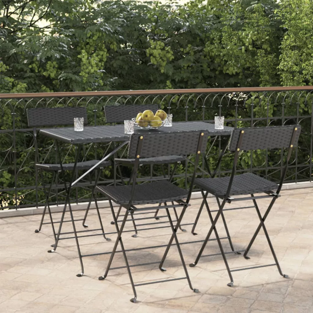 Vidaxl Bistrostühle 4 Stk. Klappbar Schwarz Poly Rattan Und Stahl günstig online kaufen