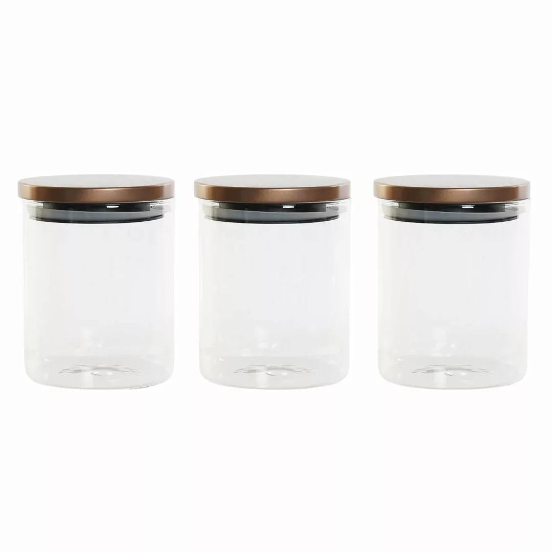 Set Mit 3 Kanistern Dkd Home Decor Metall Borosilikatglas (3 Pcs) (650 Ml) günstig online kaufen