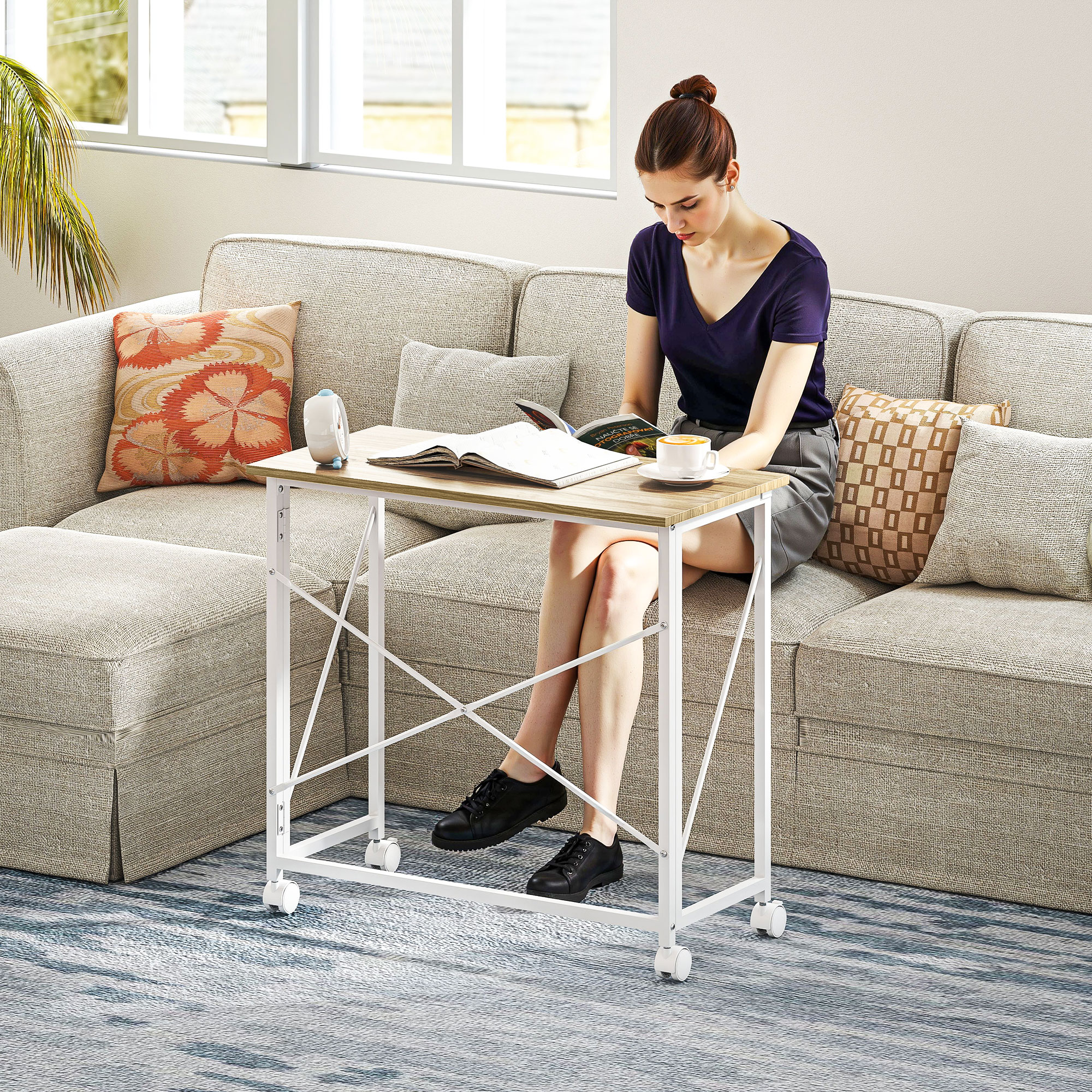 HOMCOM Klappbarer Computertisch 80 x 40 cm auf Rollen, moderner Stil für Zu günstig online kaufen