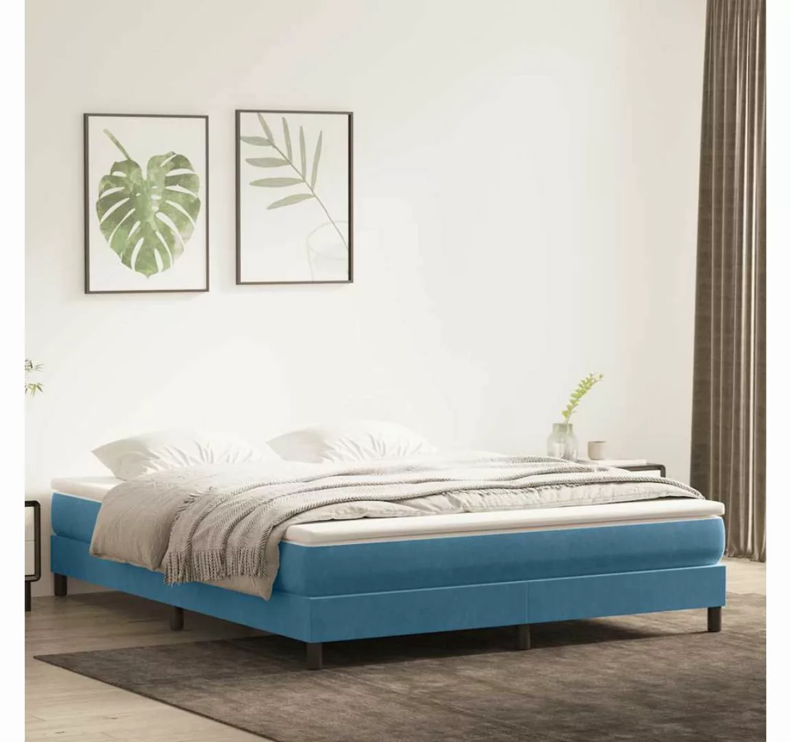 vidaXL Boxspringbett, Boxspringbett ohne Matratze Dunkelblau 180x220 cm Sam günstig online kaufen