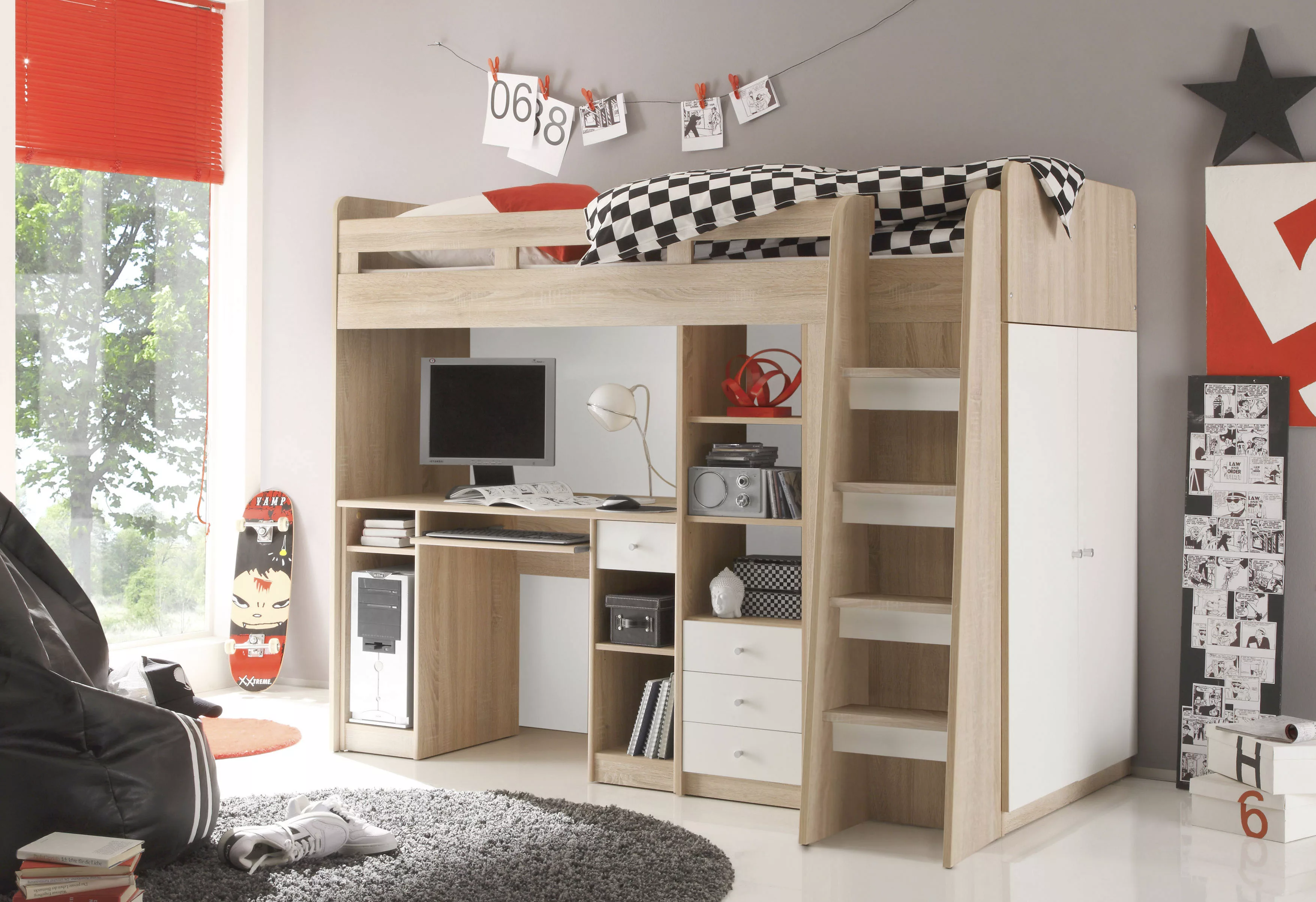 Begabino Hochbett "Unit", mit Kleiderschrank, Schreibtisch und Schubladen günstig online kaufen