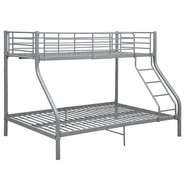 furnicato Bett Etagenbettgestell Grau Metall 140x200 cm/90x200 cm (1-tlg) günstig online kaufen