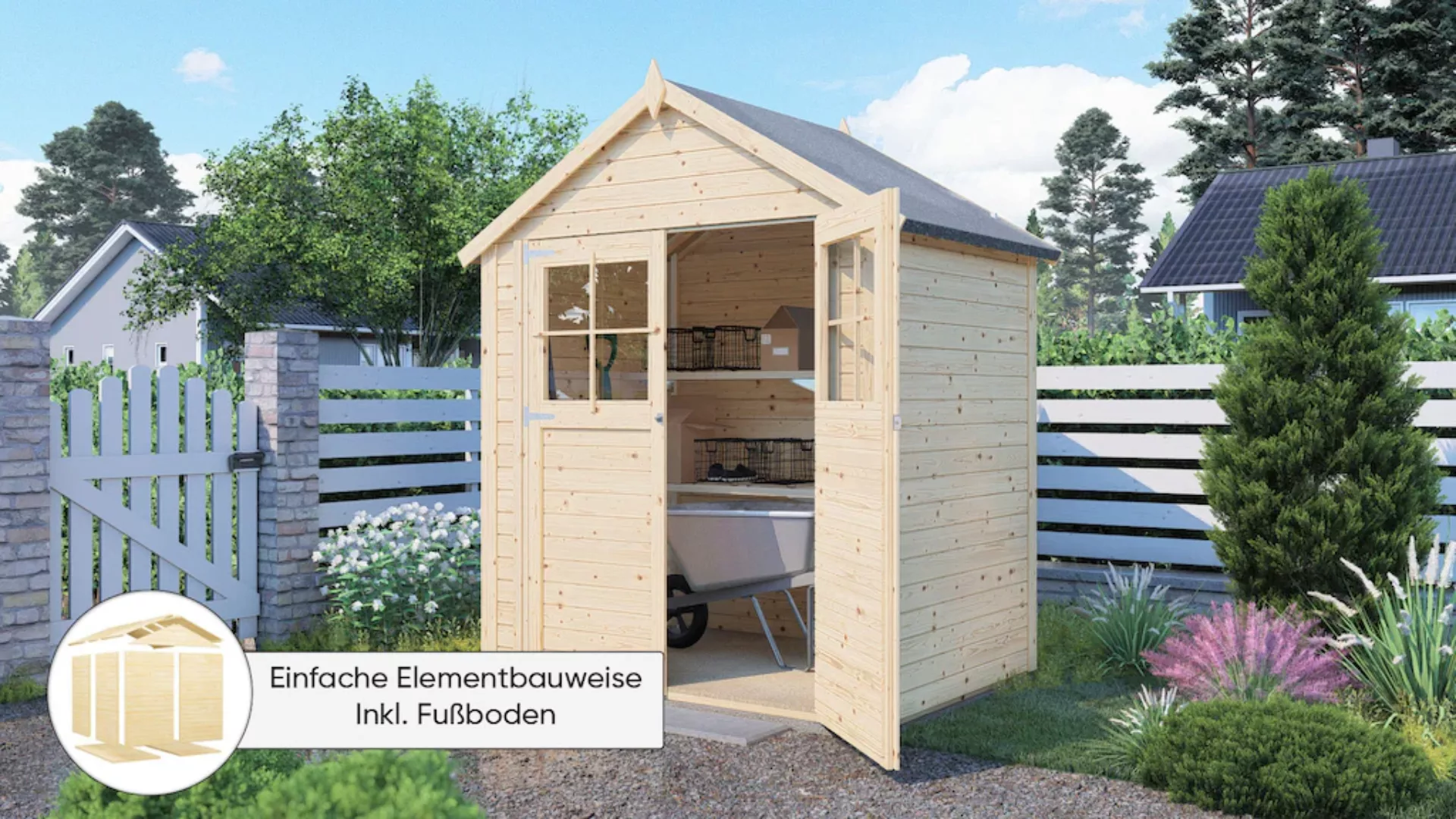 Bertilo Holz-Gartenhaus Osterbek 181 cm x 122 cm Natur FSC® günstig online kaufen