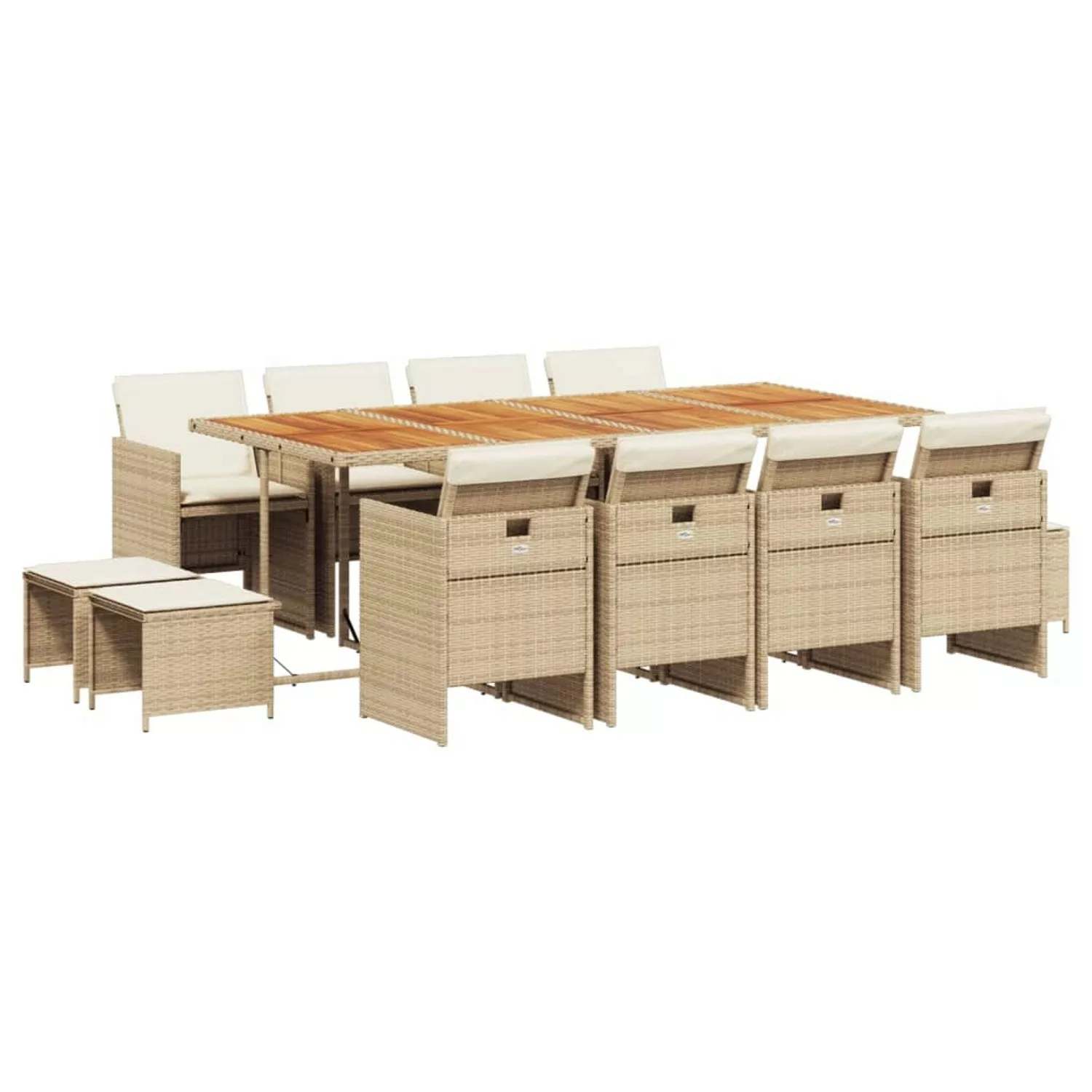 vidaXL 13-tlg Garten-Essgruppe mit Kissen Beige Poly Rattan Modell 13 günstig online kaufen