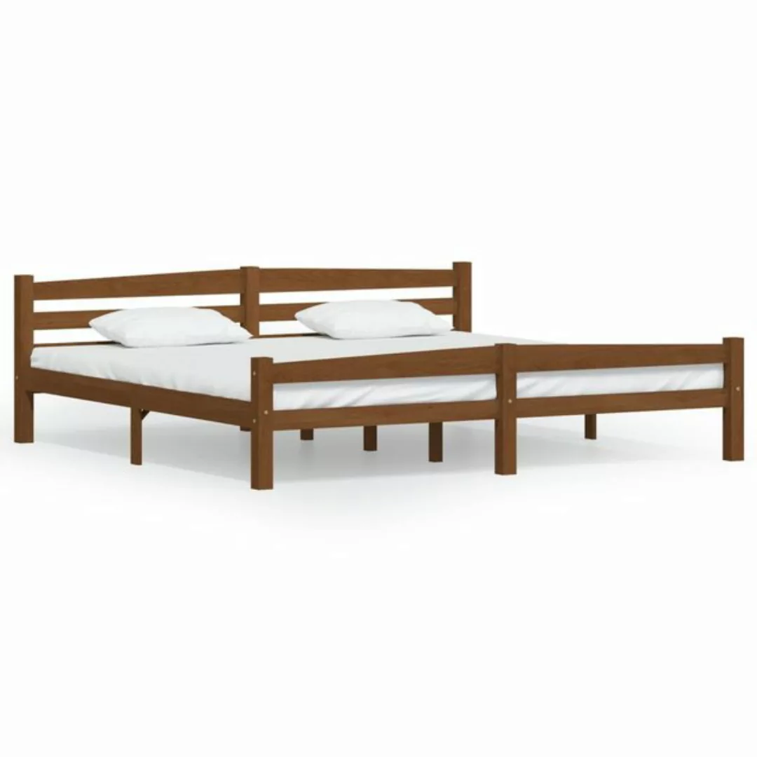 vidaXL Bettgestell Massivholzbett Honigbraun Kiefer 200x200 cm Doppelbett B günstig online kaufen