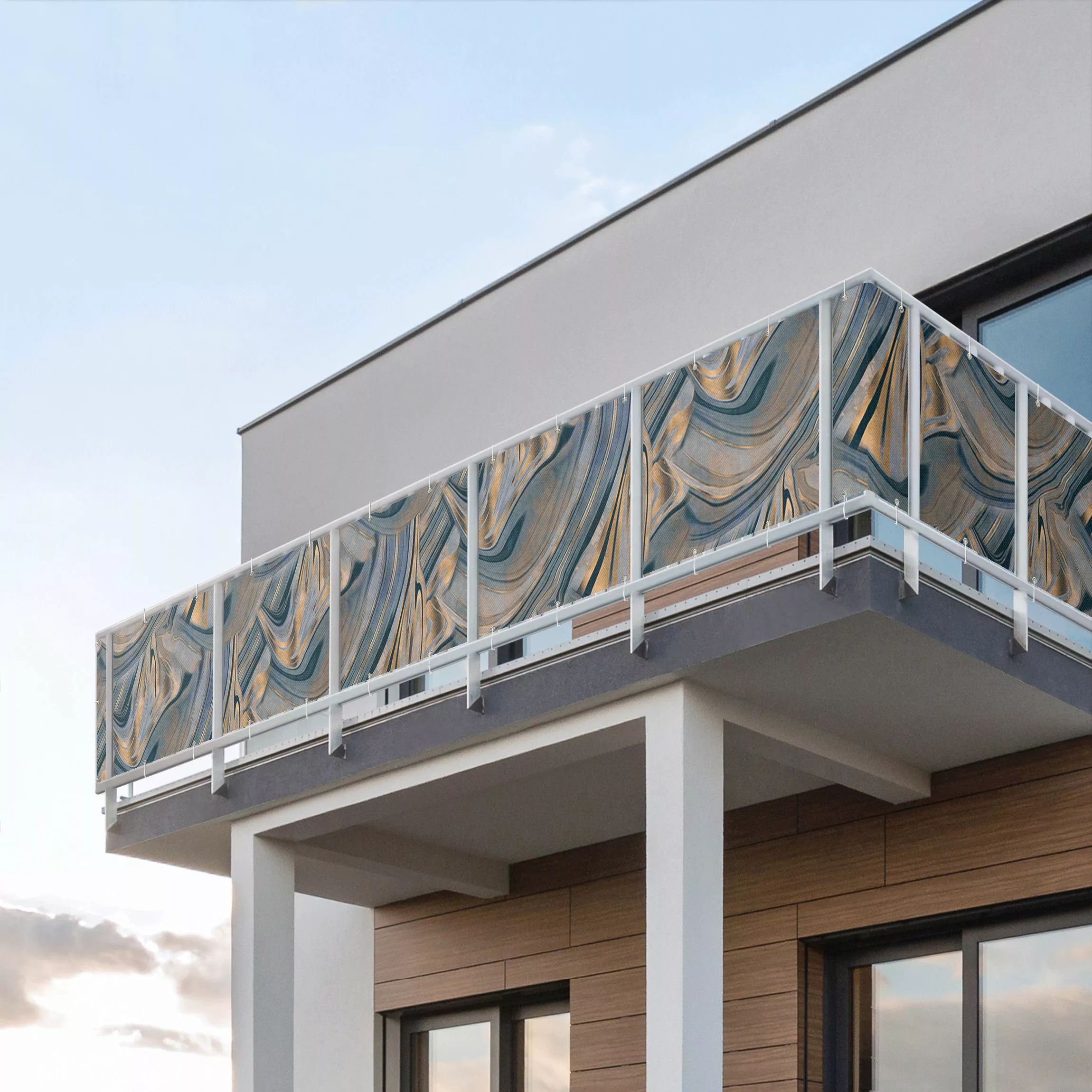 Balkon Sichtschutz Edelstein Saphir und Kupfer günstig online kaufen