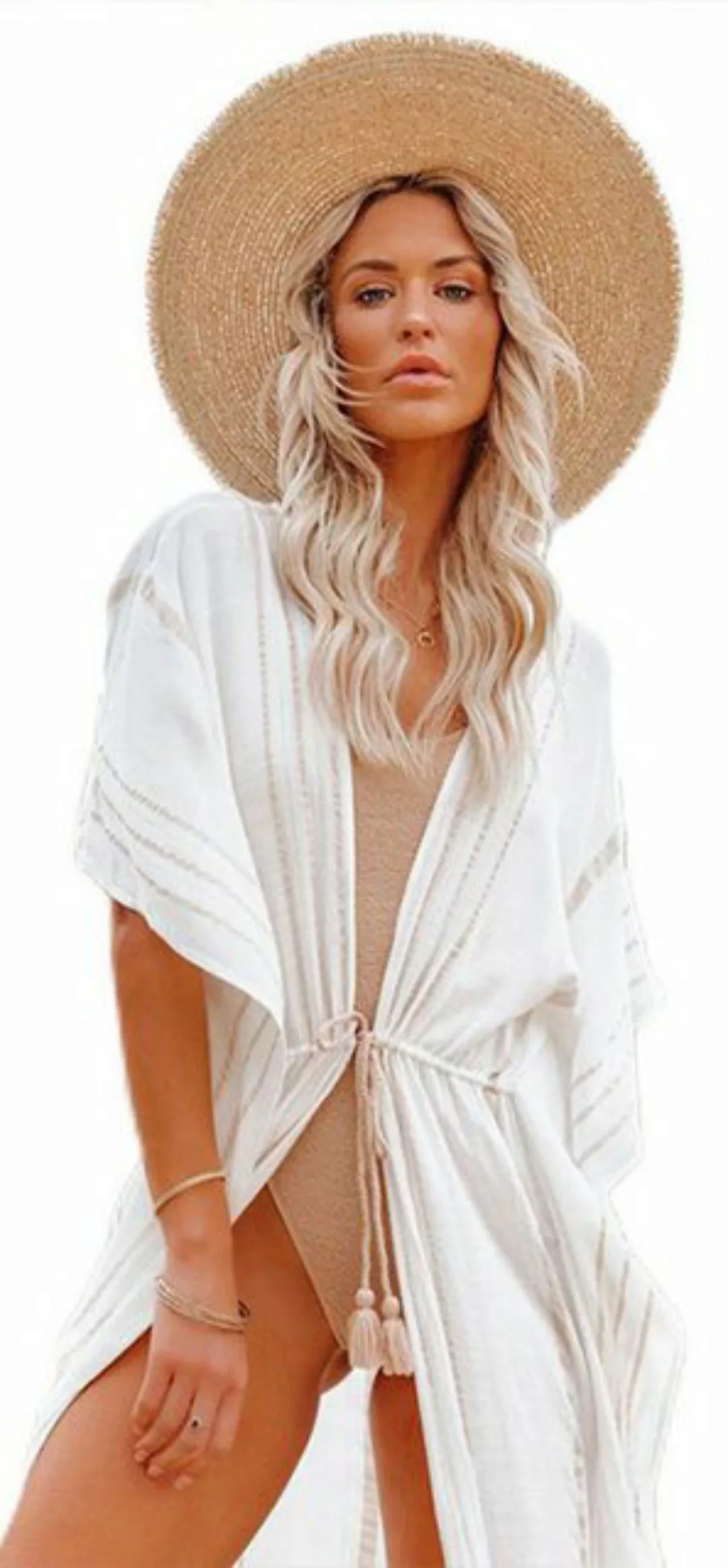 ZWY Strandkleid Strand-Sonnenschutzkleidung, mittellanger Kittel mit kurzen günstig online kaufen