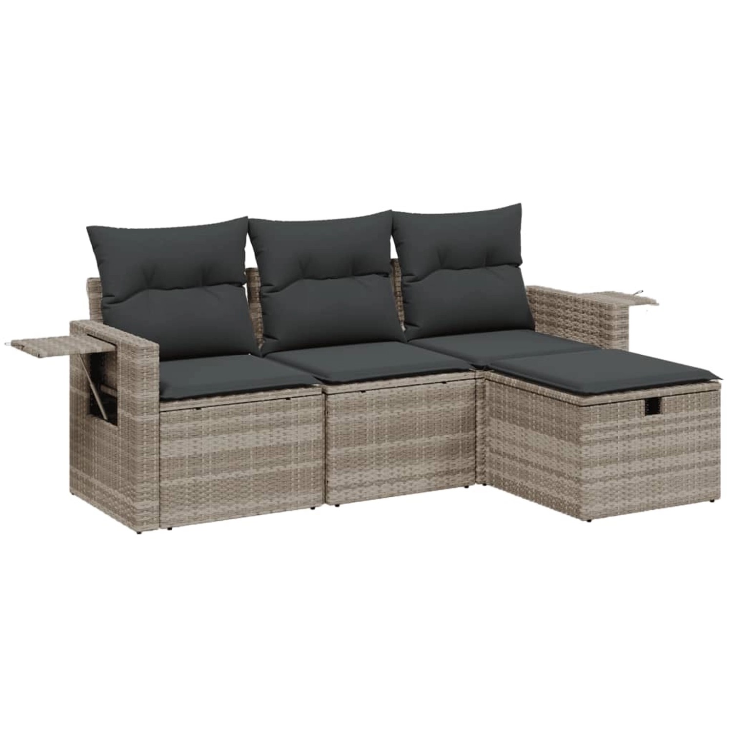 vidaXL 4-Tlg Garten-Sofagarnitur mit Kissen Hellgrau Poly Rattan 3263758 günstig online kaufen