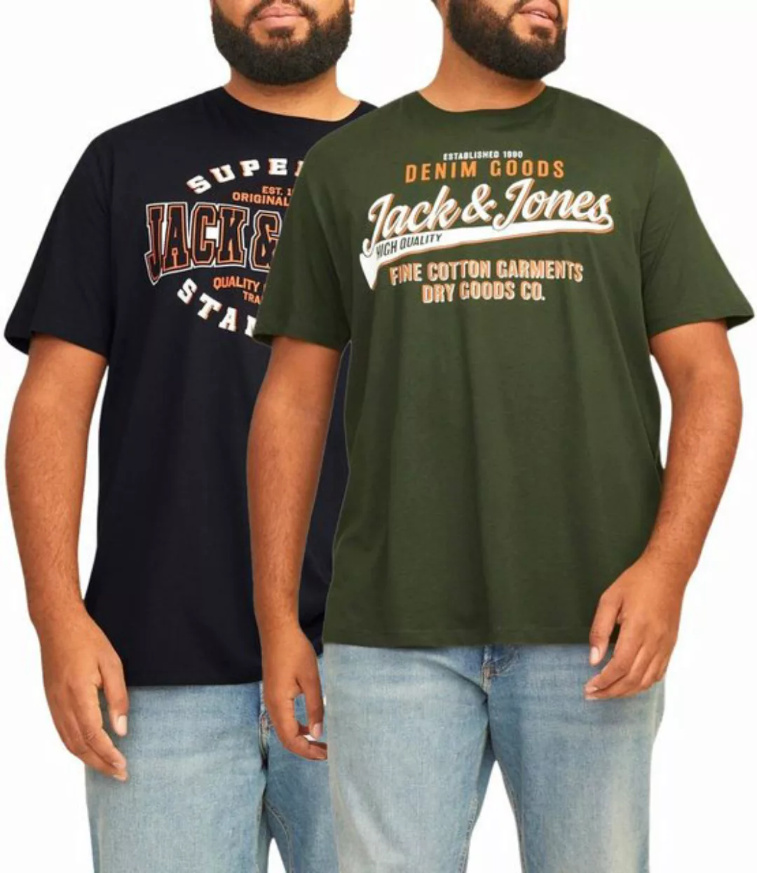 Jack & Jones Plus Print-Shirt (2er-Pack) Big Size Übergrößen T-Shirts im Do günstig online kaufen