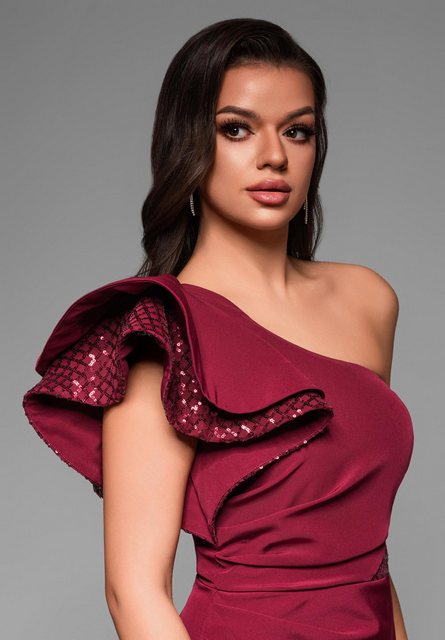 OMBRE Abendkleid Elegantes asymmetrisches Abendkleid mit Rüschenärmel günstig online kaufen