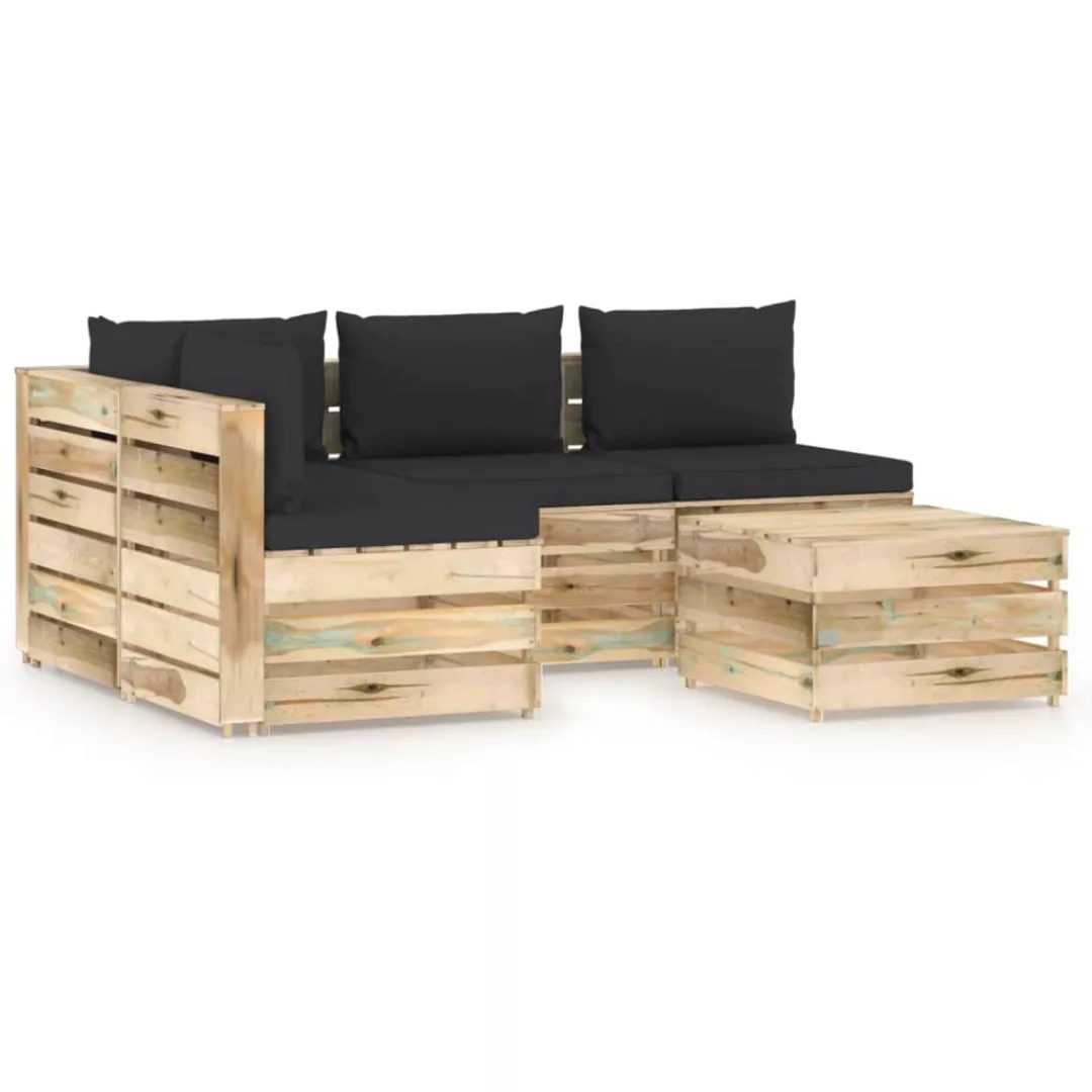 5-tlg. Garten-lounge-set Mit Kissen Grün Imprägniertes Holz günstig online kaufen