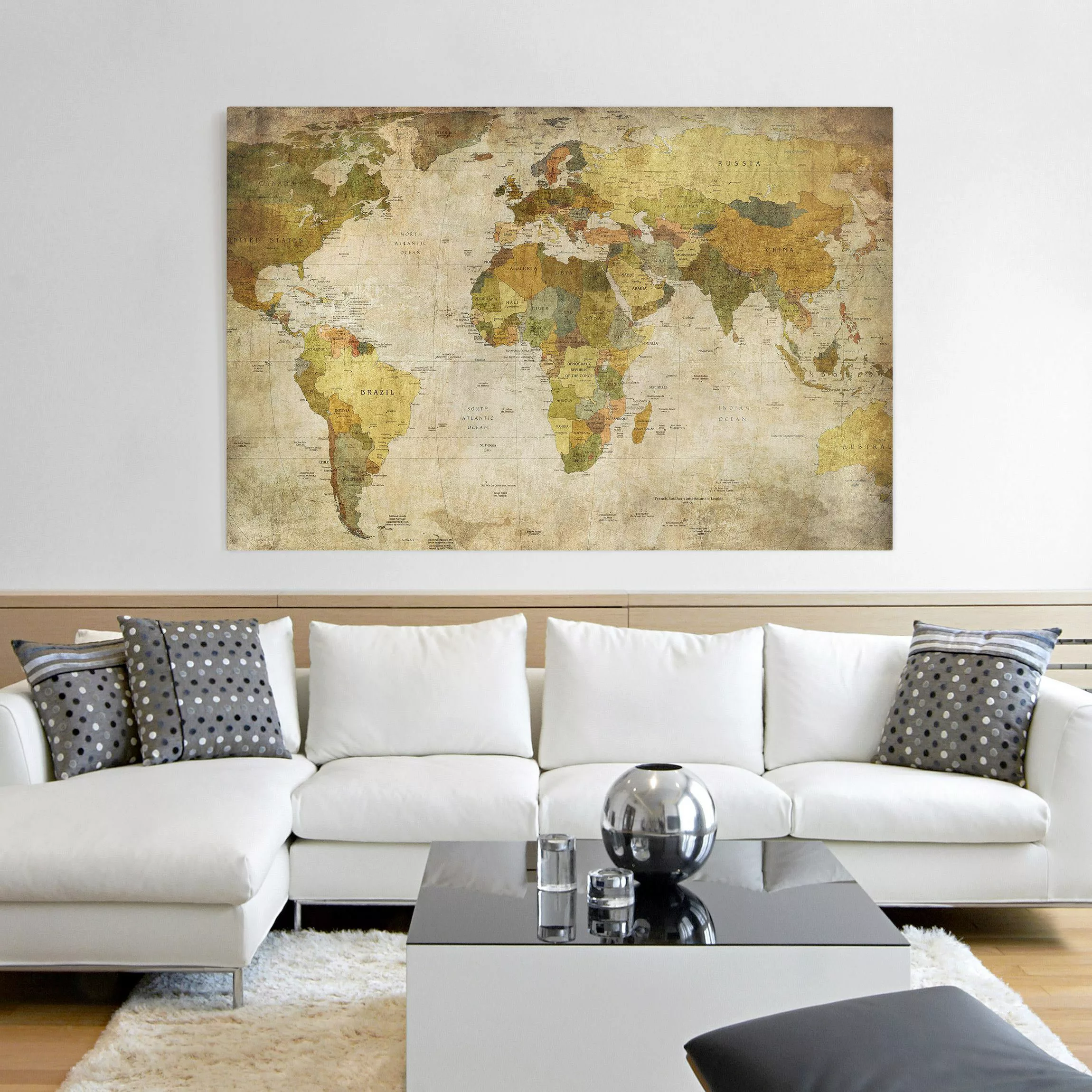 Leinwandbild Weltkarte - Querformat Weltkarte günstig online kaufen