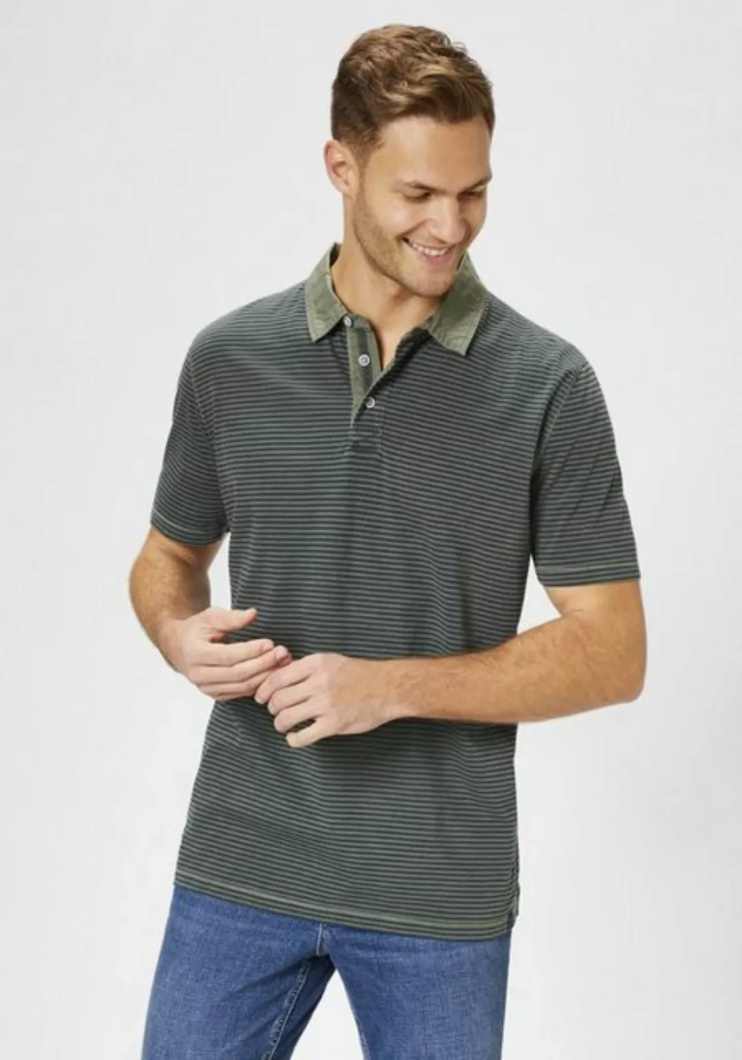 Paddock's Kurzarmshirt Gestreiftes Polohemd aus Baumwolle günstig online kaufen
