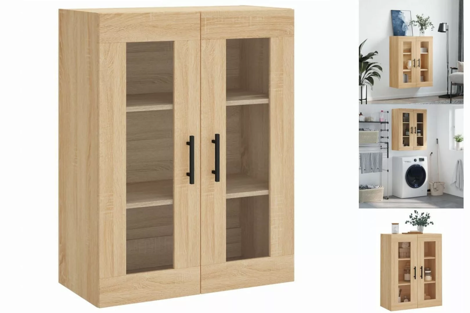 vidaXL Hängeschrank Wandschrank Sonoma-Eiche 69,5x34x90 cm Glas Vitrine Hän günstig online kaufen